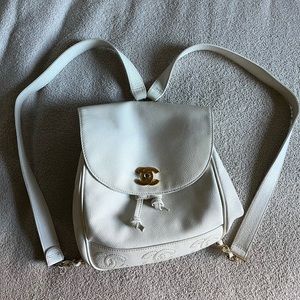Chanel White Caviar Leather Backpack, Vintage ‘90s